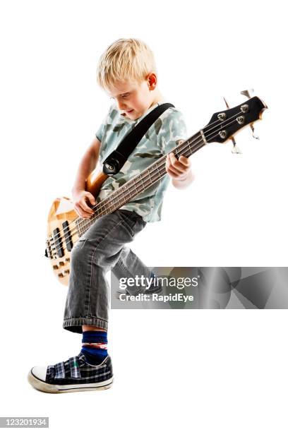 rock star kid - musical instrument white background stock pictures, royalty-free photos & images