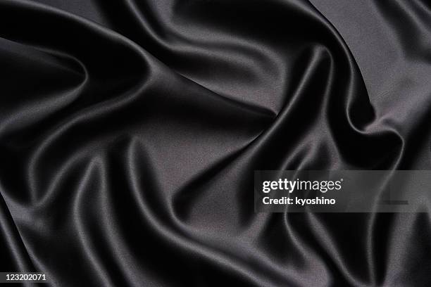 crumpled black satin texture background - satin stockfoto's en -beelden