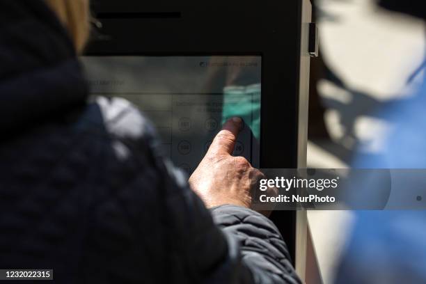 Demonstration of machine voting in front of the National Assembly building in Sofia, Bulgaria, on March 30, 2021. Bulgaria will hold Parliamentary...