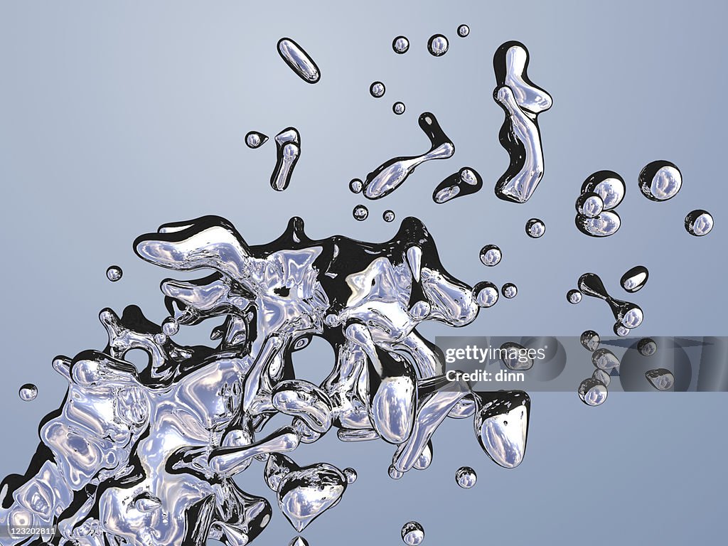 Flüssigkeit Spritzer und Tropfen mit Reflexionen