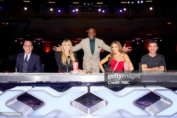 Auditions" -- Pictured: Howie Mandel, Heidi Klum, Terry Crews, Sofia Vergara, Simon Cowell --