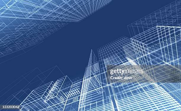architectural drawing - wireframe render - engineering-design-process-diagram stock pictures, royalty-free photos & images