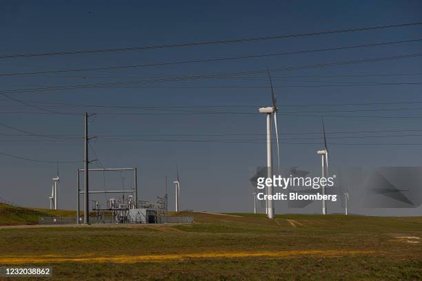 Wind turbines at a wind farm near Highway 12 in Rio Vista, California, U.S., on Tuesday, March 30, 2021. President Biden's $2.25 trillion...