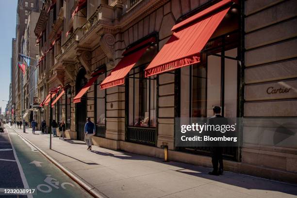Cartier store on Fifth Avenue in New York, U.S., on Tuesday, March 30, 2021. Not long ago, major fashion brands were willing to pay ballooning rents...