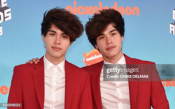 YouTubers twins Alan and Alex Stokes arrives for the 32nd Annual Nickelodeon Kids' Choice Awards at the USC Galen Center on March 23, 2019 in Los...