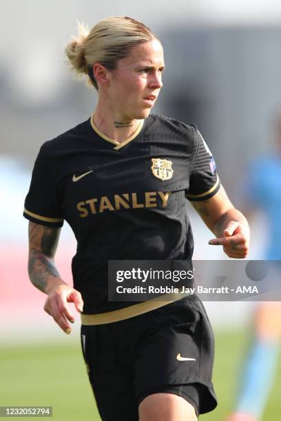 Maria Leon of FC Barcelona Femenino during the Second Leg of the UEFA Women's Champions League Quarter Final match between Manchester City Women and...