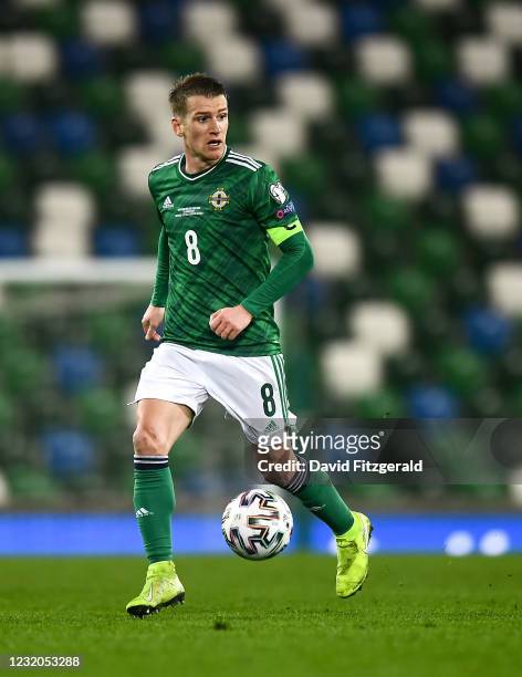 Belfast , United Kingdom - 31 March 2021; Steven Davis of Northern Ireland during the FIFA World Cup 2022 qualifying group C match between Northern...