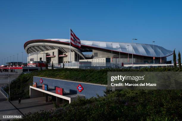 View of Atletico de Madrid Wanda Metropolitan Stadium where a mass vaccination for the population between 60 and 65 years its been carried out with...