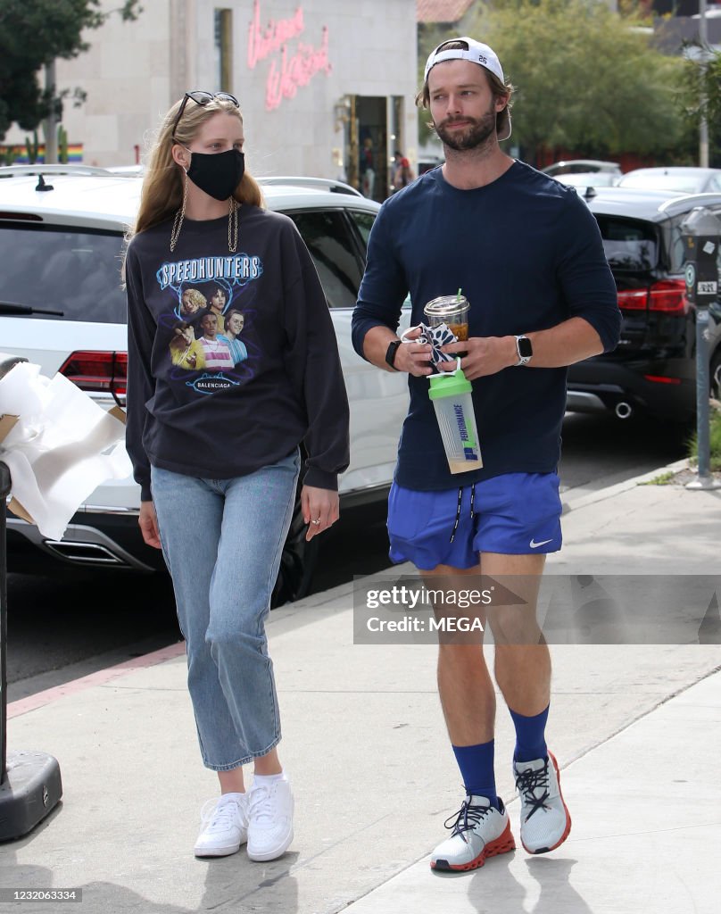 Getty Rudia Abby Champion and Patrick Schwarzenegger are seen on April 01, 2021 ...