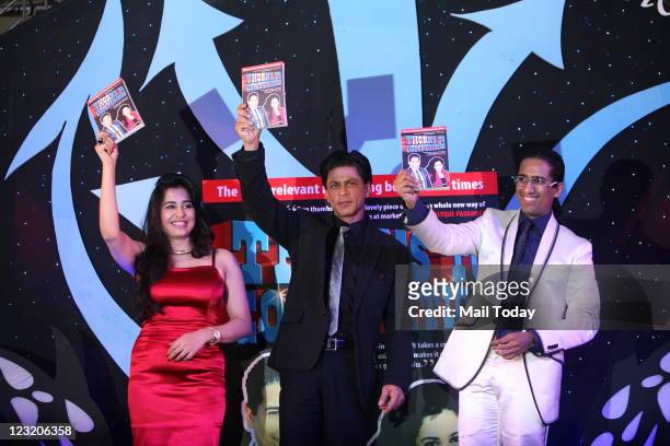Shah Rukh Khan with Rajita and Arindam Chaudhuri at The Launch of Their book 'Thorns To Competition' by IIPM's in New Delhi on August 30,2011.