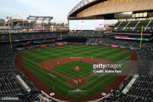 General view of T-Mobile Park in the first inning during the game between the San Francisco Giants and the Seattle Mariners at T-Mobile Park on...