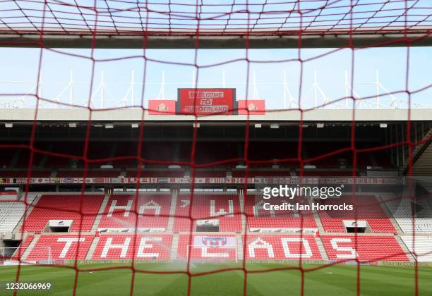 View of the Stadium before the Sky Bet League One match between Sunderland AFC and Oxford United at The Stadium of Light on April 02, 2021 in...