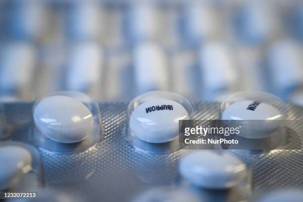 And Ibuprofen painkiller paracetamol pills are seen in plastic packaging in this photo illustration in Warsaw, Poland on April 2, 2021. A report by...