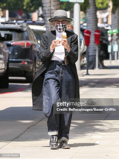 Diane Keaton is seen on April 02, 2021 in Los Angeles, California.