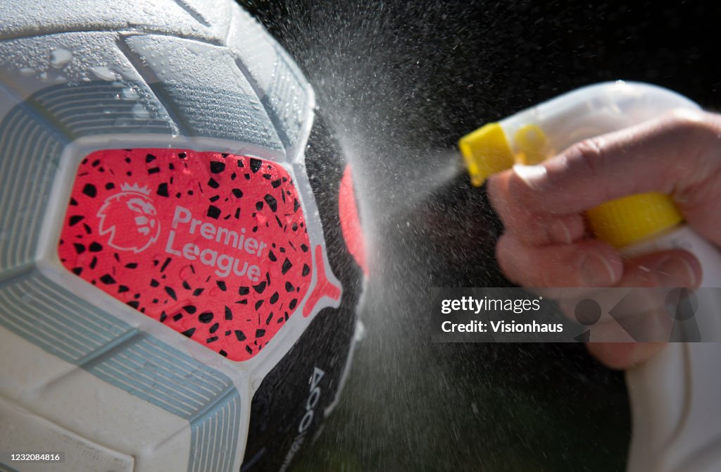 Premier League Match Ball Sprayed With Disinfectant