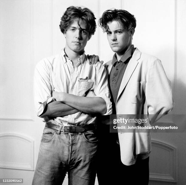 British actors Hugh Grant and Rupert Graves, photographed in London on 15th September, 1987.