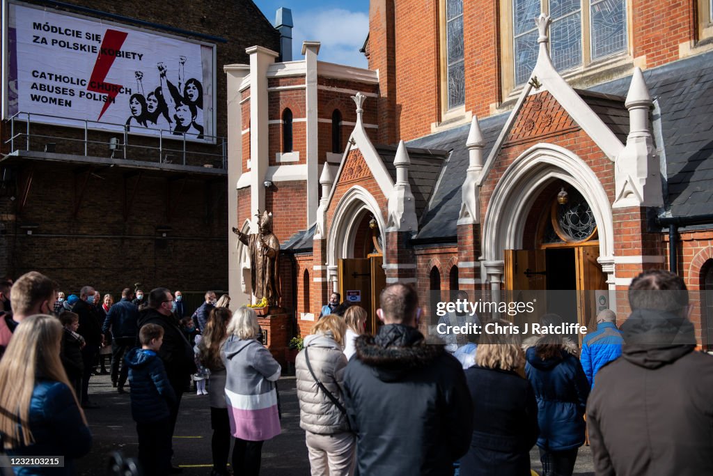 Poster Outside London Church Shows Support For Women's Rights Protests In Poland