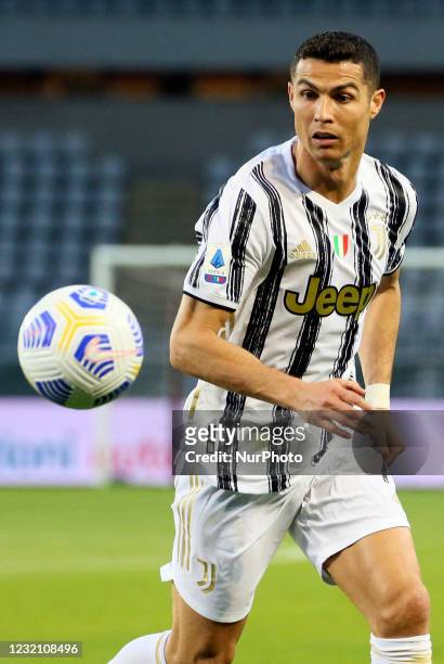 Cristiano Ronaldo of Juventus in action during the Serie A match between Torino FC and Juventus at Stadio Olimpico di Torino on April 03, 2021 in...