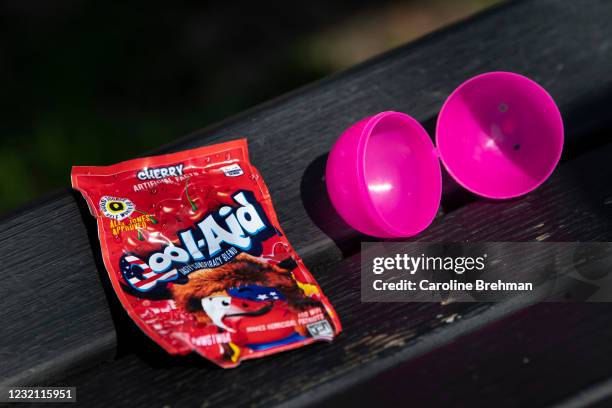 April 4: An Easter egg sits next to a mock Kool-Aid drink packet on a bench in Logan Circle, placed by the group INDECLINE, which hid more than 3,000...