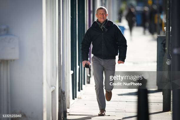 Scottish Liberal Democrat leader Willie Rennie during a visit to Caldow Salon on April 5, 2021 in Edinburgh, Scotland. As he continues to campaign...