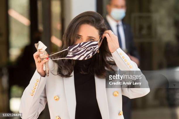 Yemina political party representative, Former Minister of Justice Ayelet Shaked leaves after a meeting with President Reuven Rivlin at the...