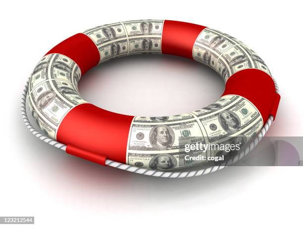 dinero puede ser una vida preserver a veces. - cinturón salvavidas fotografías e imágenes de stock