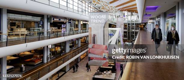 People visit to the Woonmall Alexandrium on Easter Monday which is receiving customers by appointment and according to the guidelines of the RIVM due...