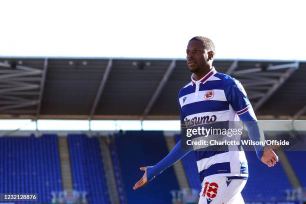 Lucas Joao of Reading celebrates scoring their 3rd goal during the Sky Bet Championship match between Reading and Derby County at Madejski Stadium on...