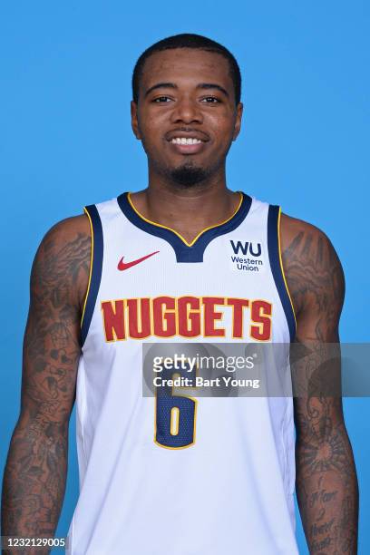 Gary Clark of the Denver Nuggets poses for a head shot on April 3, 2021 at the Ball Arena in Denver, Colorado. NOTE TO USER: User expressly...