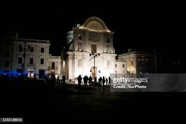 View of Church of Santa Maria del Suffraggio in LAquila, Italy, on April 6, 2021 during the 12th Anniversary of 2009 LAquila Earthquake. On each...