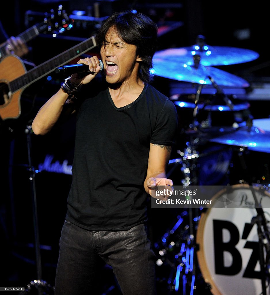 Singer Koshi Inaba of B'z performs for fans that raised money to ...