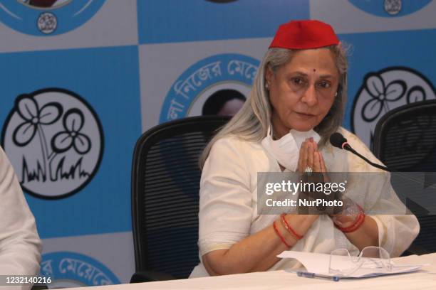 Jaya Bachchan, Samajwadi Political Party Member of Parliament at the meet the press during the join trinamool congress Election Campaign for State...