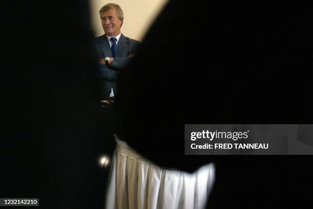 Vincent Bolloré, PDG du groupe Bolloré, participe à Ergué-Gabéric près de Quimper, le 24 janvier 2008 à l'inauguration de la société Batscap,...