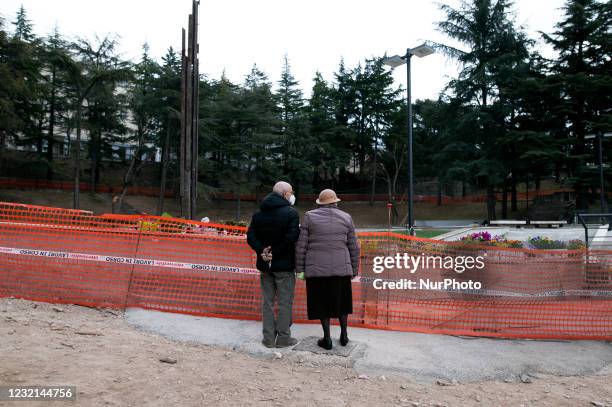 People brought flowers for the 12th year of commemoration of the victims of the 2009 L'Aquila earthquake at the new Memorial Park. In L'Aquila,...