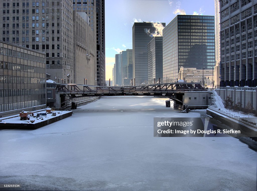 Chicago - Randolph St. bridge river & ice