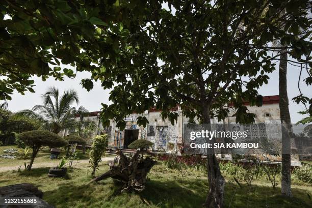 General view of the shippers' office in colonial times, which became the artists' house, in Grand-Bassam, Ivory Coast, on March 28, 2021. - Five...