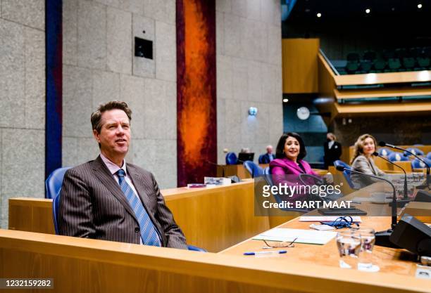 Candidate chamber chairman and women Martin Bosma , Khadija Arib and Vera Bergkamp are pictured prior to the election of a new chairman of the House...
