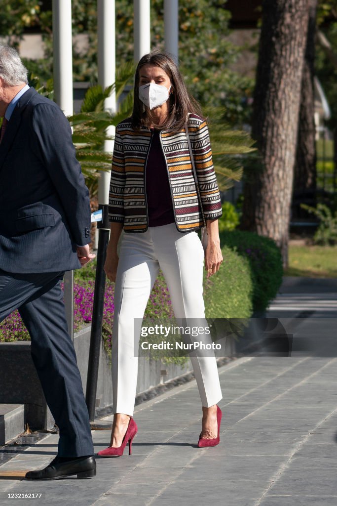 Queen Letizia Of Spain Visits Mutua Madrilena Headquarters