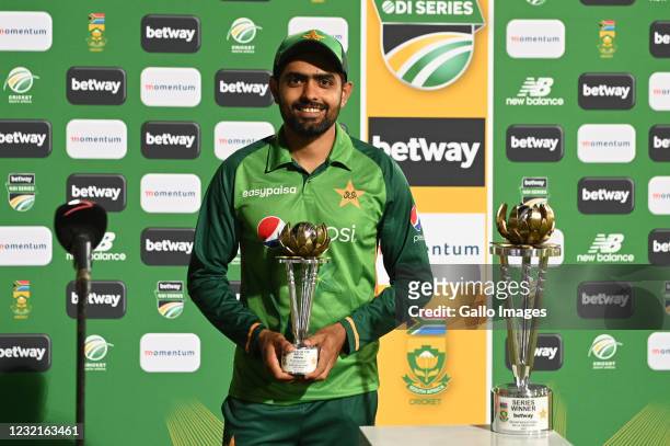 Man of the match, Babar Azam of Pakistan during the 3rd Betway ODI between South Africa and Pakistan at SuperSport Park on April 07, 2021 in...