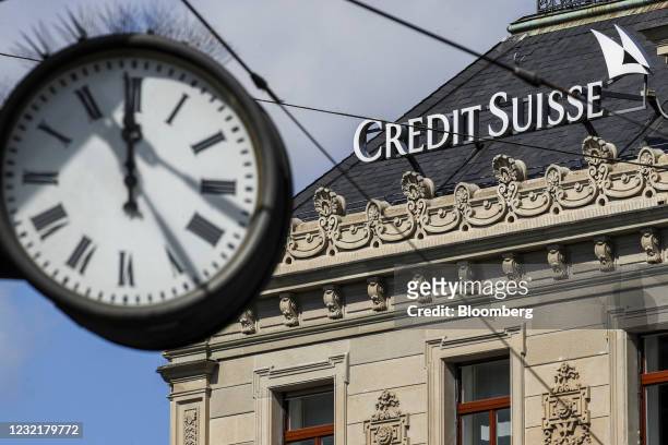 Credit Suisse logo on the roof of the Credit Suisse Group AG headquarters in Zurich, Switzerland, on Thursday, April 8, 2021. Credit Suisse Chief...
