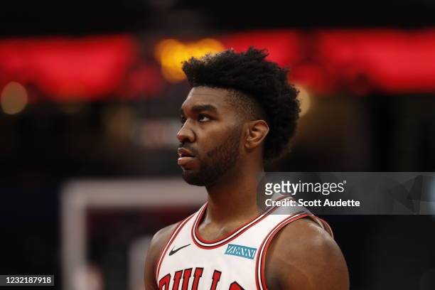 Patrick Williams of the Chicago Bulls looks on during the game against the Toronto Raptors on April 8, 2021 at Amalie Arena in Tampa, Florida. NOTE...