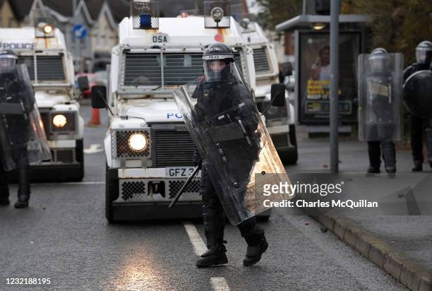 Nationalists attack Police on Springfield Road just up from Peace Wall interface gates which divide the nationalist and loyalist communities on April...