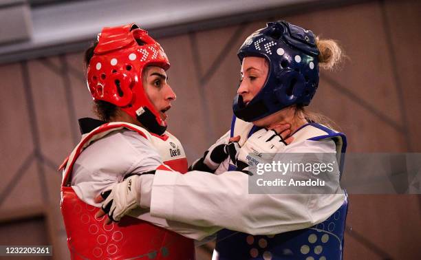Kubra Hatice Ilgun of Turkey fight against Jade Jones of Great Britain during the women final match in single elimination tournament system at the...