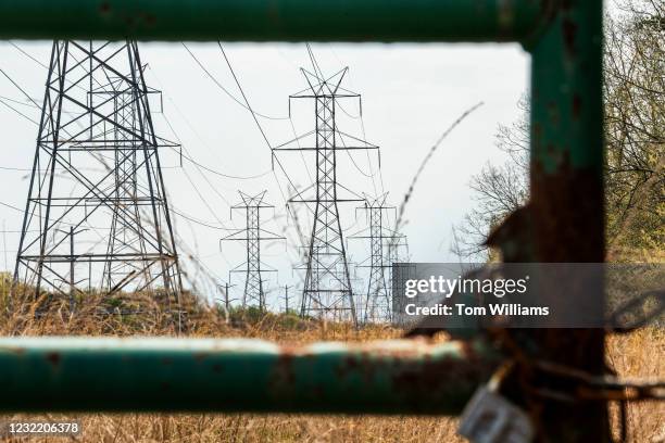 Electric power lines are pictured on Aquasco Farm Road in Prince George's County, Md., on Thursday, April 8, 2021.