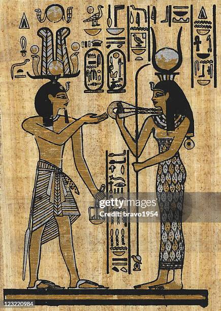 ancient egyptian papyrus - papyrus paper stock illustrations