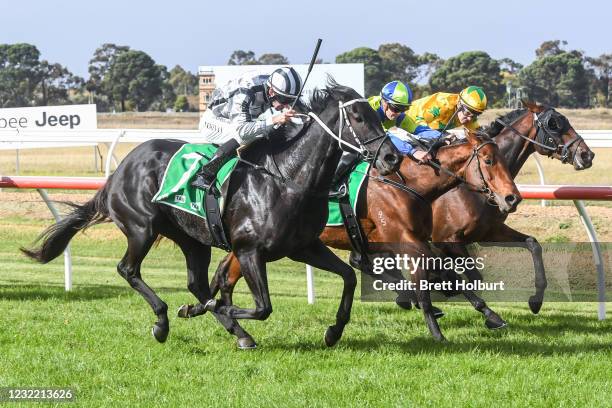 Pantera Nera ridden by Jake Noonan wins the Spendthrift Australia 0 - 58 Handicap at Werribee Racecourse on April 10, 2021 in Werribee, Australia.