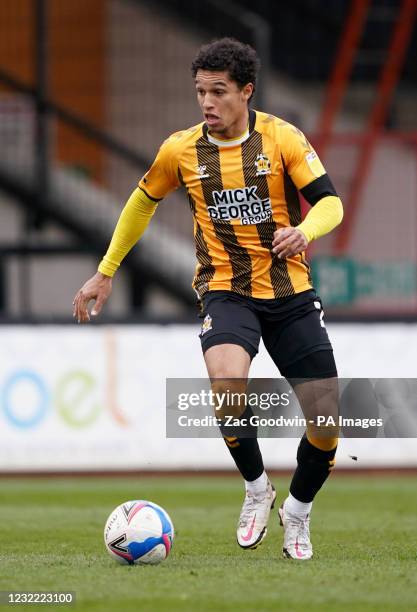 Cambridge United's Kyle Knoyle during the Sky Bet League Two match at the Abbey Stadium, Cambridge. Picture date: Saturday April 10, 2021.