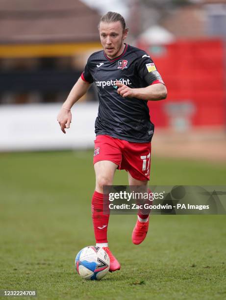 Exeter City's Matt Jay during the Sky Bet League Two match at the Abbey Stadium, Cambridge. Picture date: Saturday April 10, 2021.