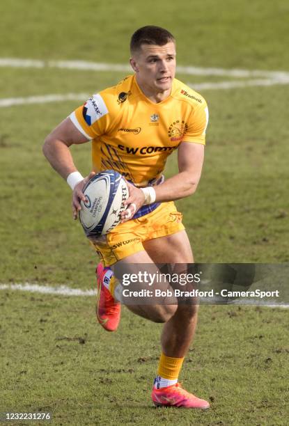 Exeter Chiefs' Henry Slade during the European Rugby Champions Cup match between Exeter Chiefs and Leinster at Sandy Park on April 10, 2021 in...