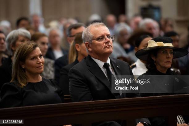 Prime Minister Scott Morrison , his wife, Jenny Morrison , and wife of Governor-General David Hurley, Linda Hurley, attend a special prayer service...